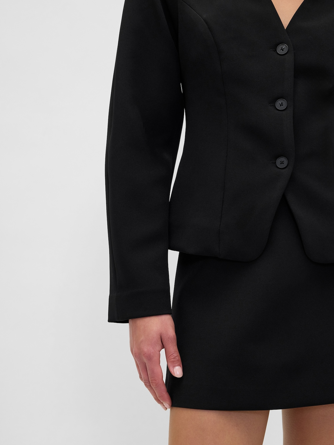 BiStretch Structured Button-Front Top