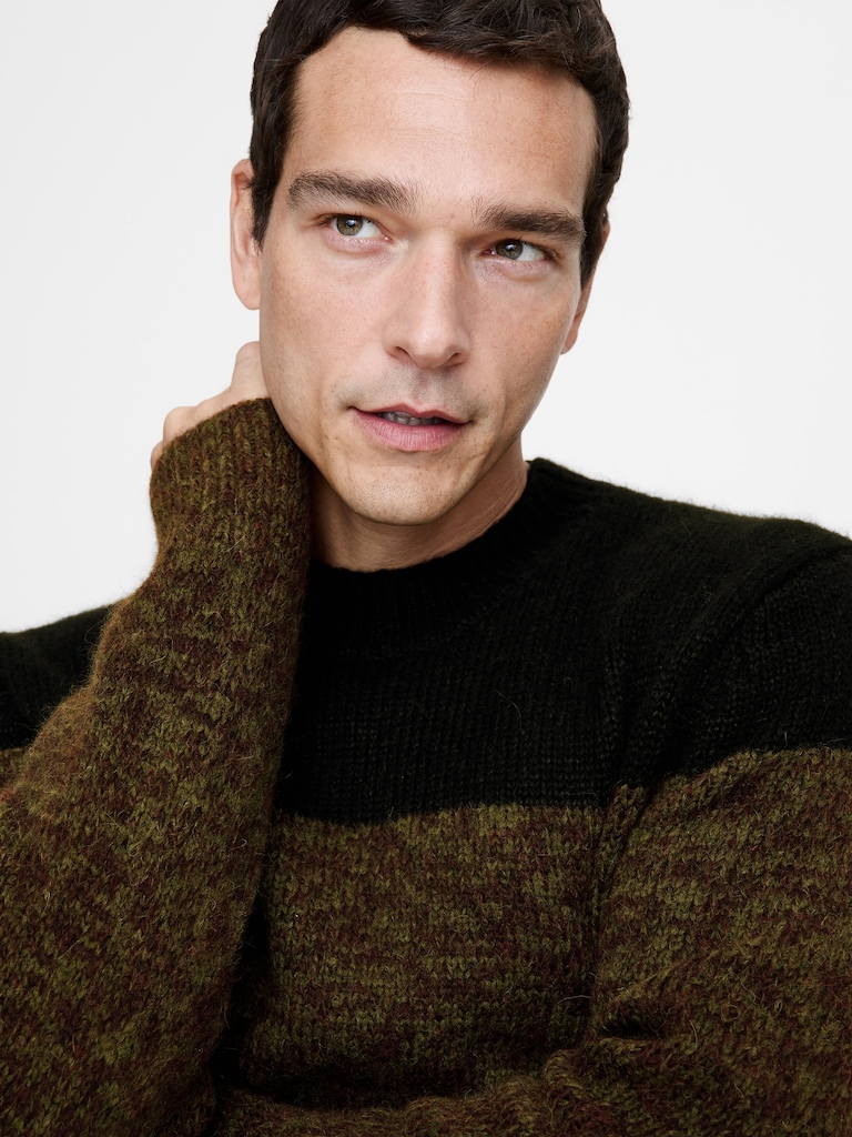 Alpaca-Wool Blend Color-Blocked Sweater