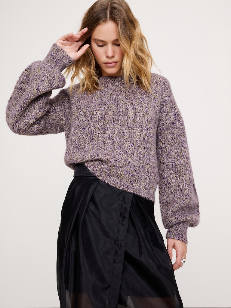 Wool-Alpaca Blend Balloon-Sleeve Sweater