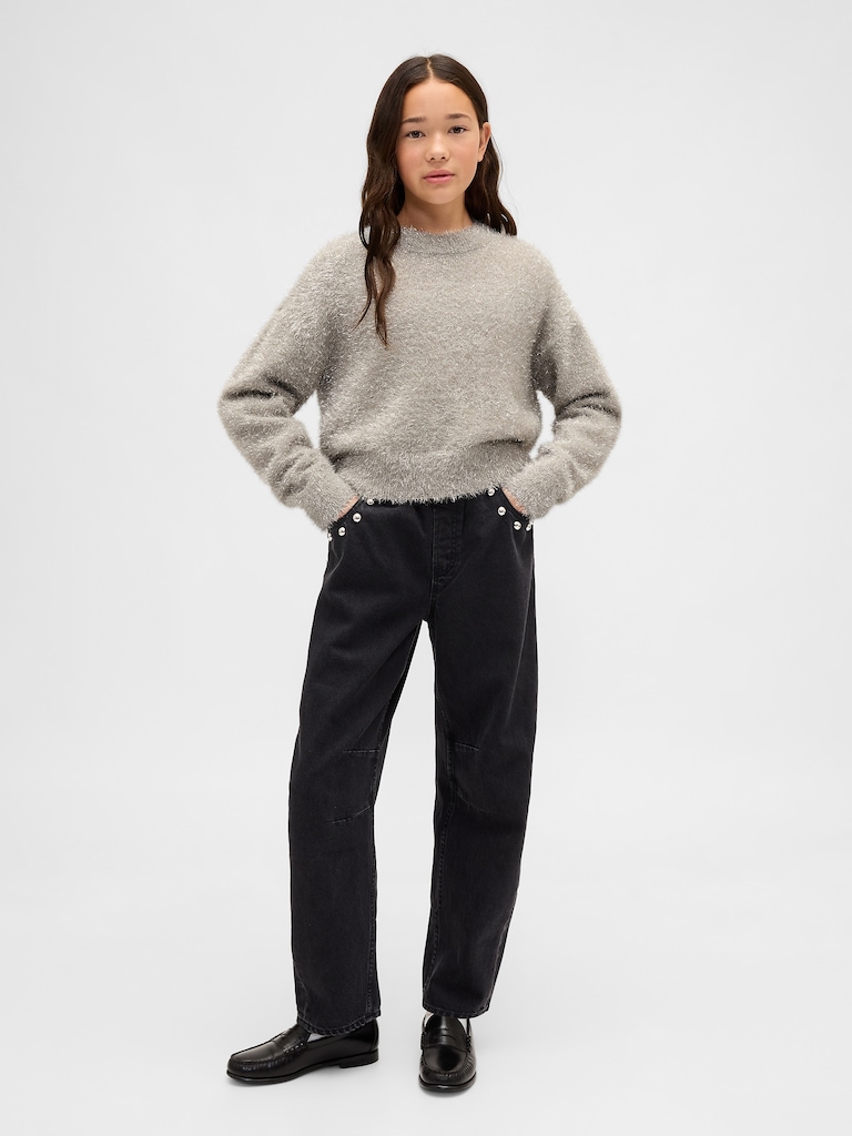 Kids Metallic Eyelash Crewneck Sweater