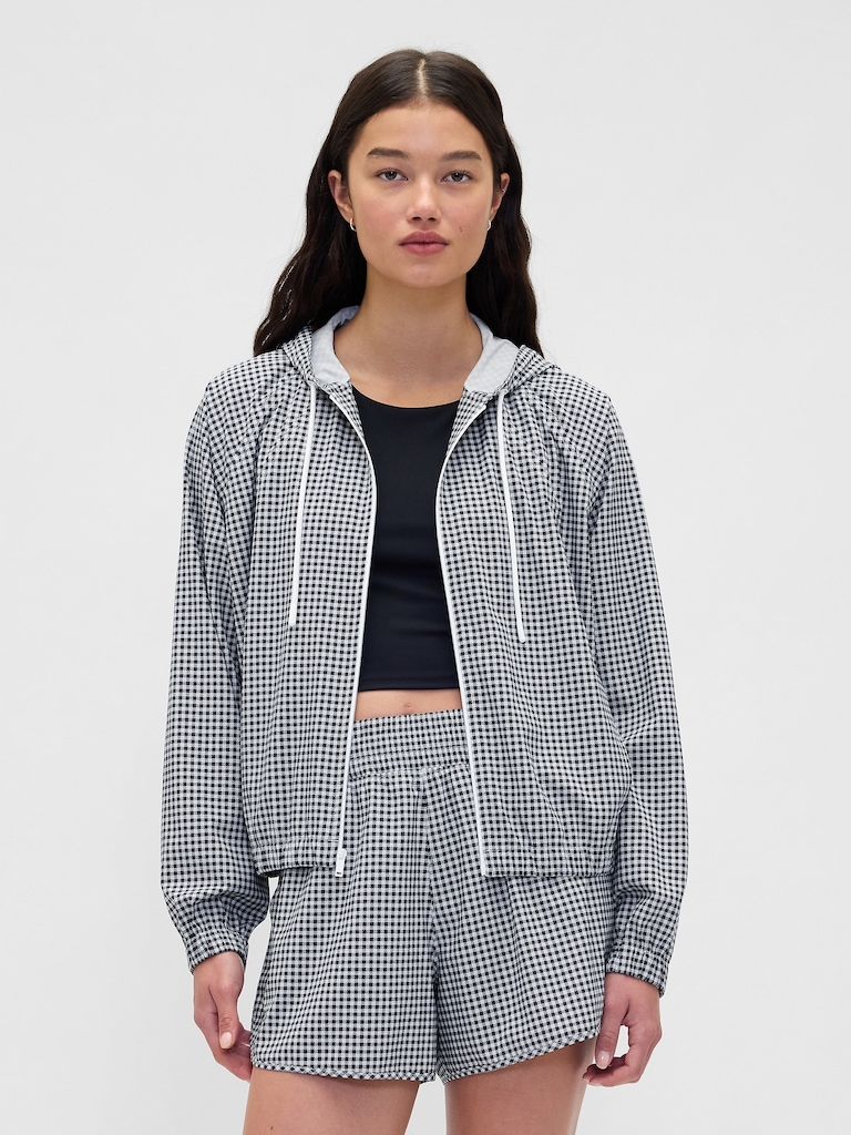 GapFit Tech Gingham Zip Hoodie