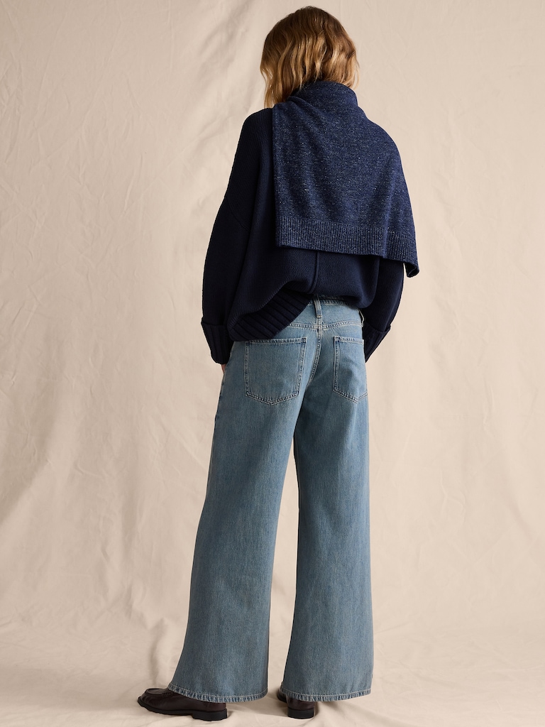 Mid-Rise Wide-Leg Drawstring Jean