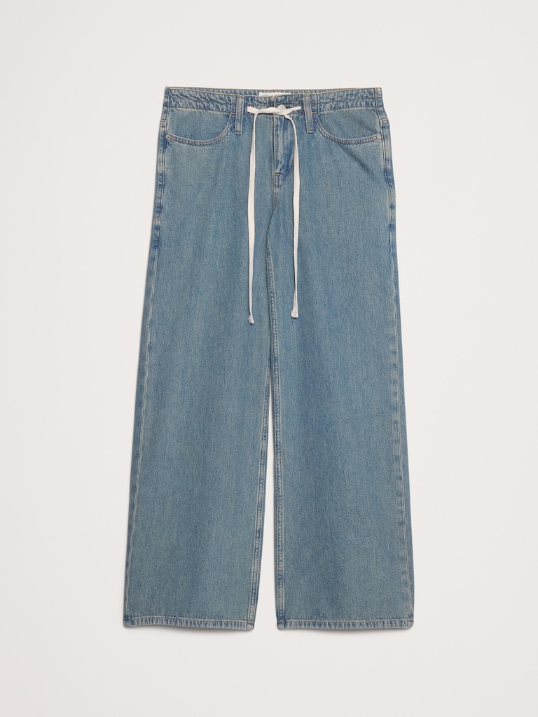 Mid-Rise Wide-Leg Drawstring Jean