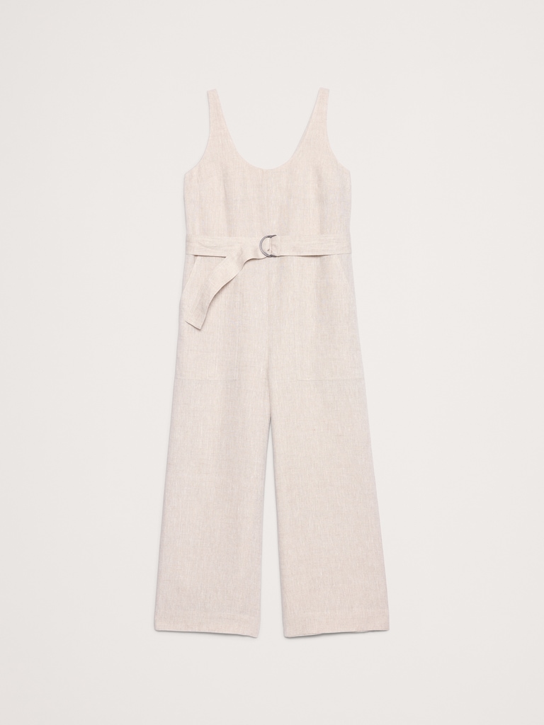 Linen Belted Wide-Leg Jumpsuit