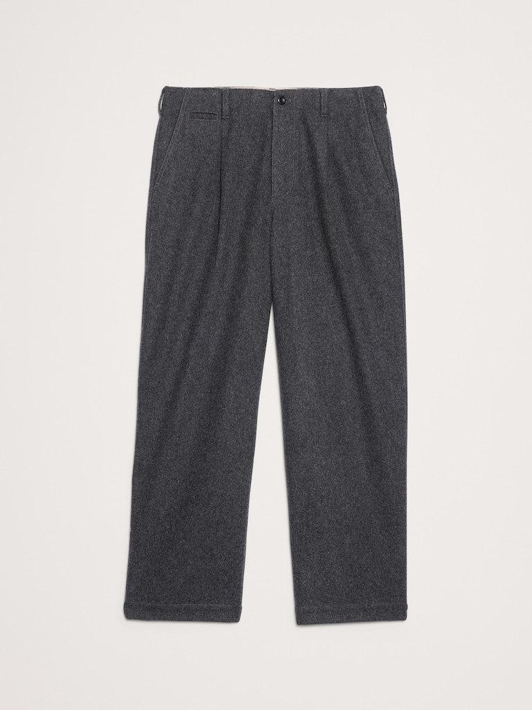 Loose Pleated Wool-Blend Pant