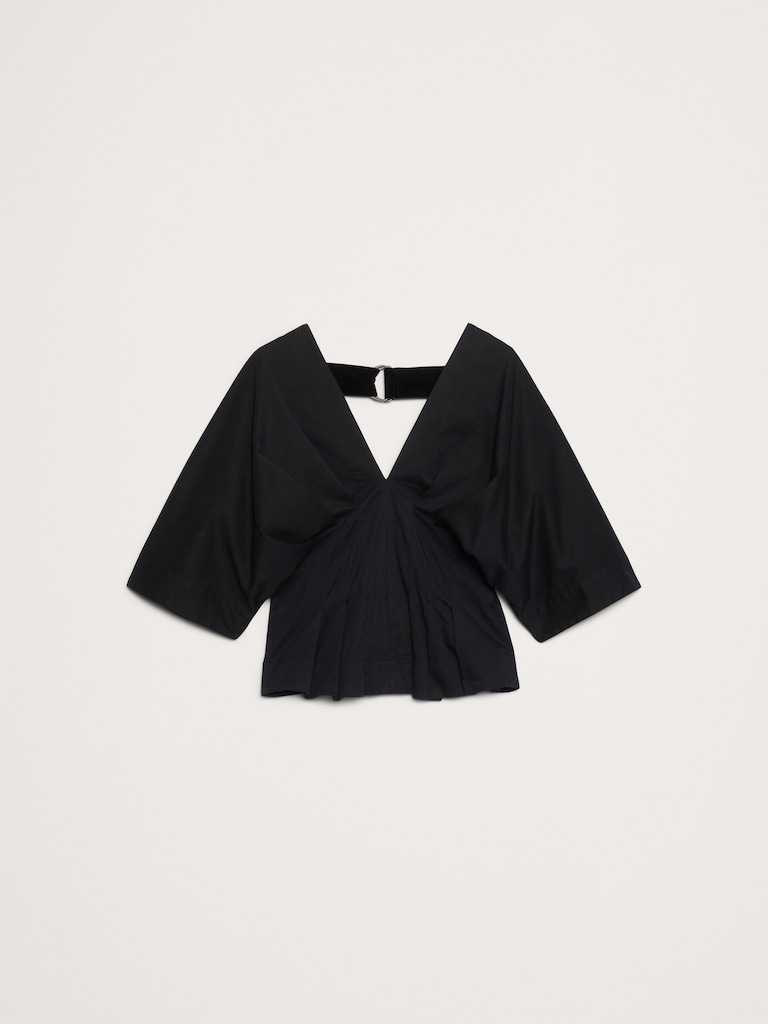 Stretch-Cotton Pleated Top