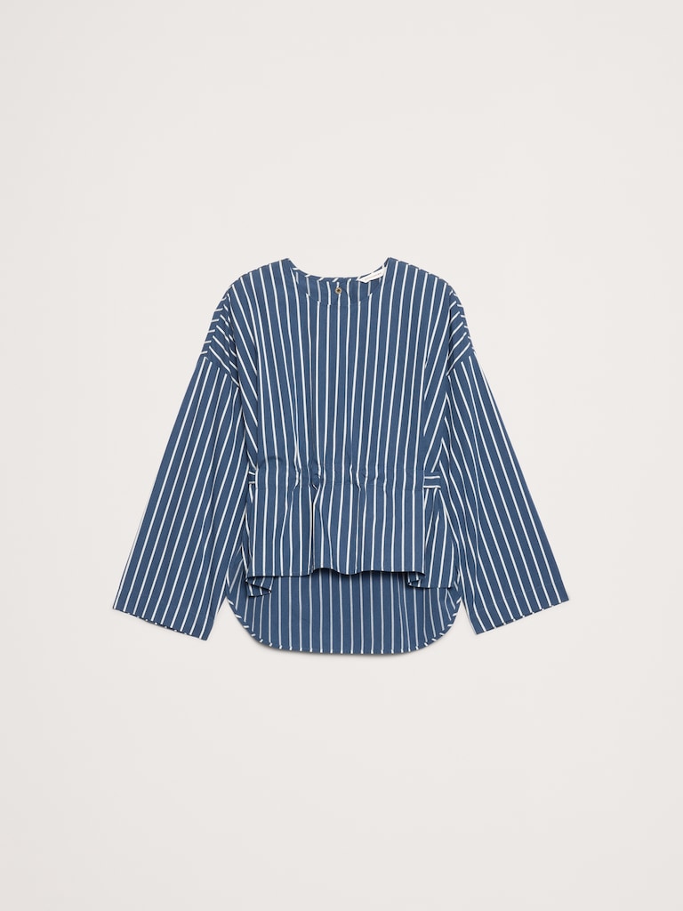 Cotton Poplin Cinch-Waist Top