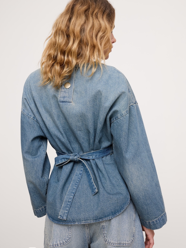 Denim Cinch-Waist Top