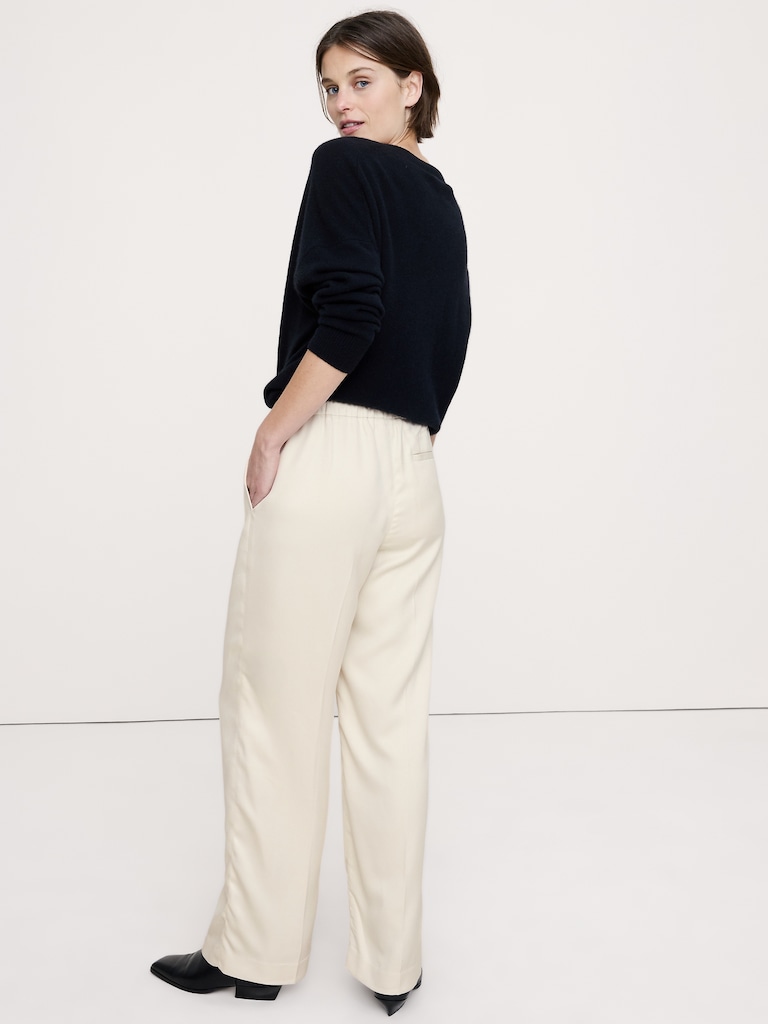 High-Rise Wide-Leg Drapey TENCEL™ Pull-On Pant