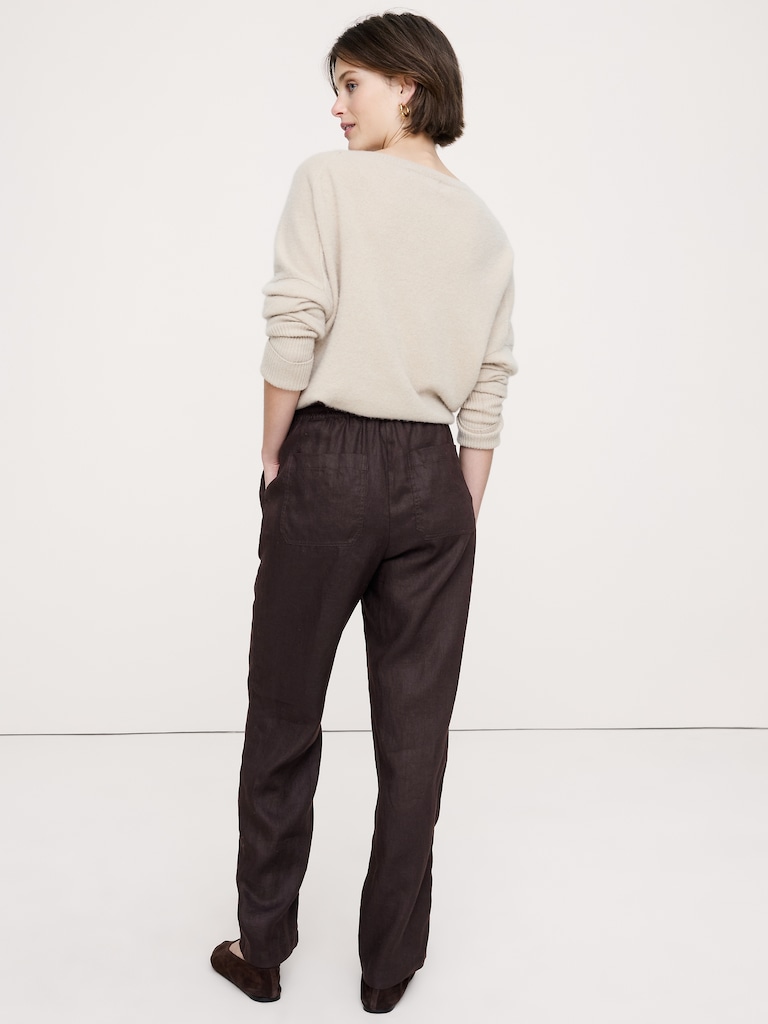 The Getaway Straight-Leg Pull-On Pant in Linen
