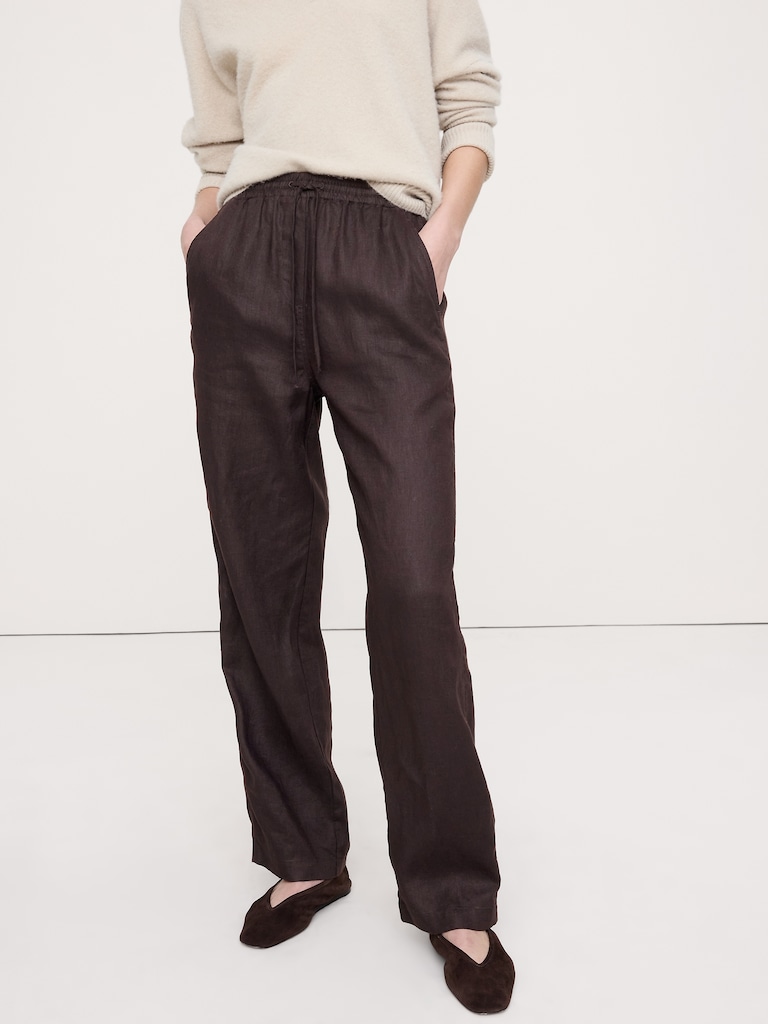 The Getaway Straight-Leg Pull-On Pant in Linen