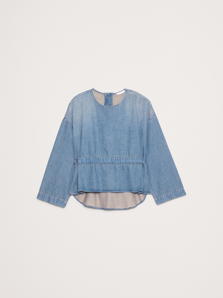 Denim Cinch-Waist Top