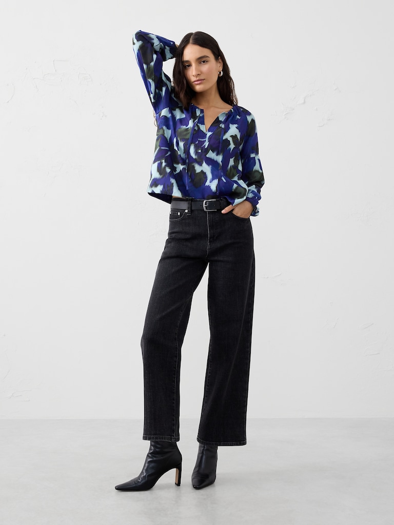 Twill Shirred Popover Shirt