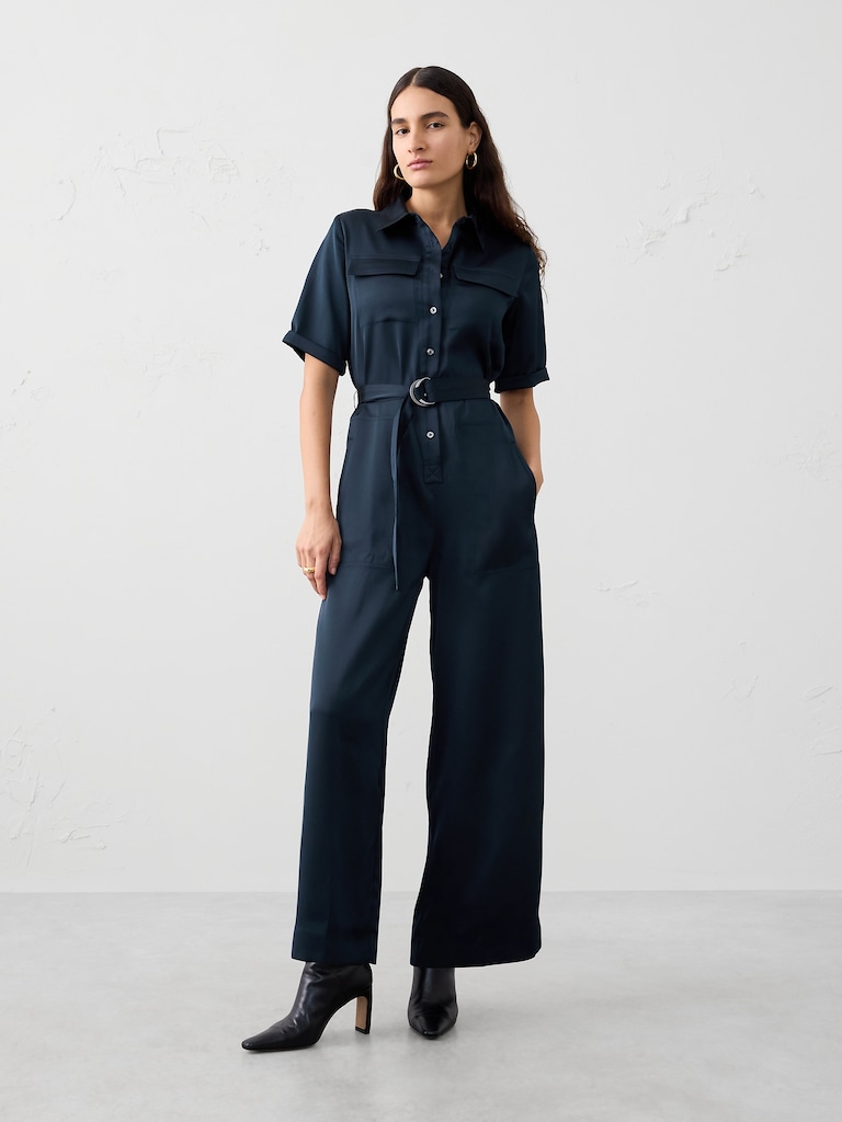 Satin Utility Jumpsuit