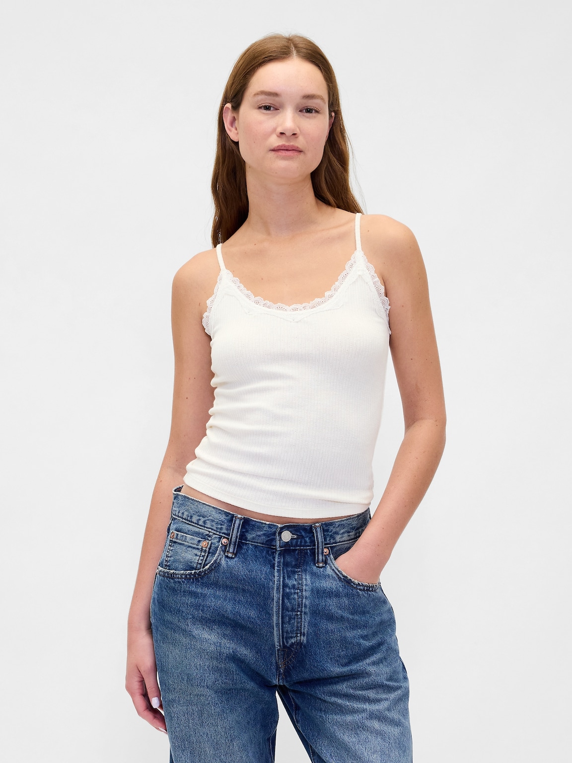 Lace-Trim Pointelle Cami