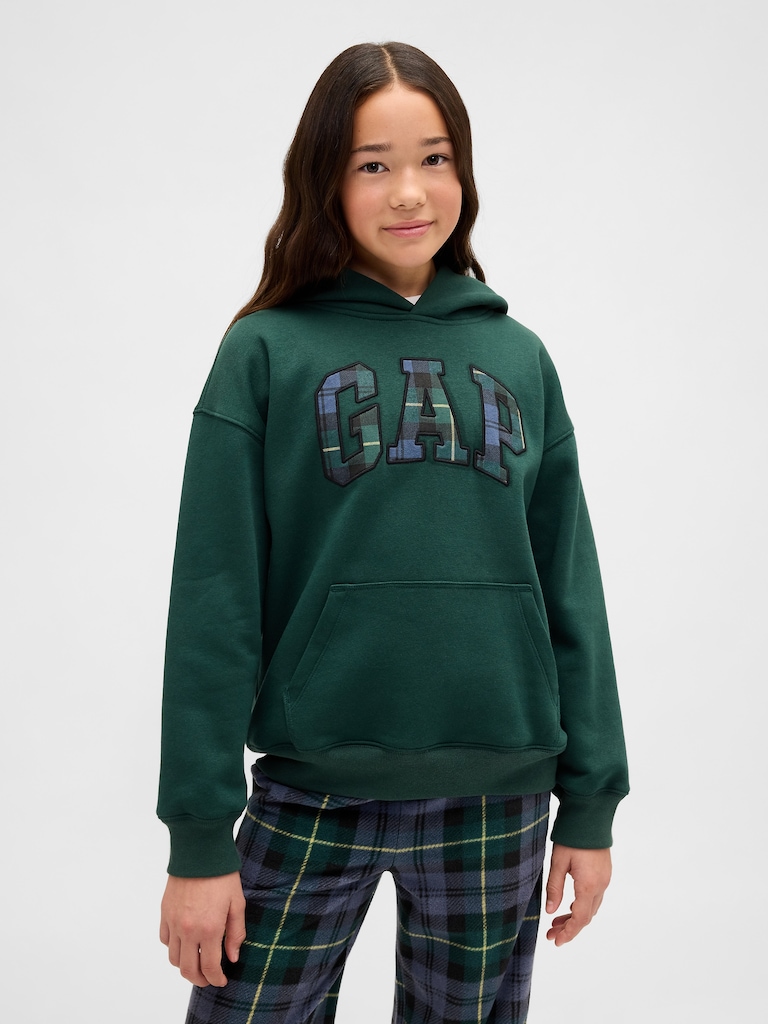 Kids VintageSoft Relaxed Plaid Logo Hoodie