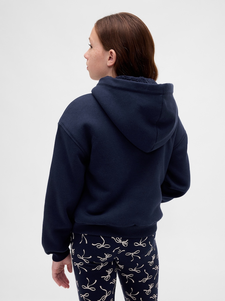 Kids Sherpa-Lined Graphic Logo Hoodie