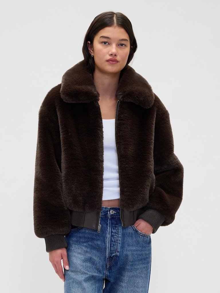 Faux Fur Bomber Jacket
