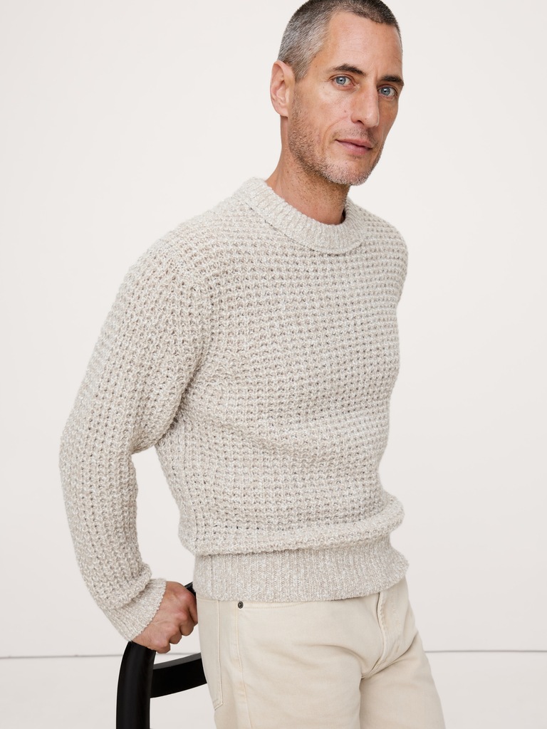 Italian Wool-Blend Waffle-Knit Sweater