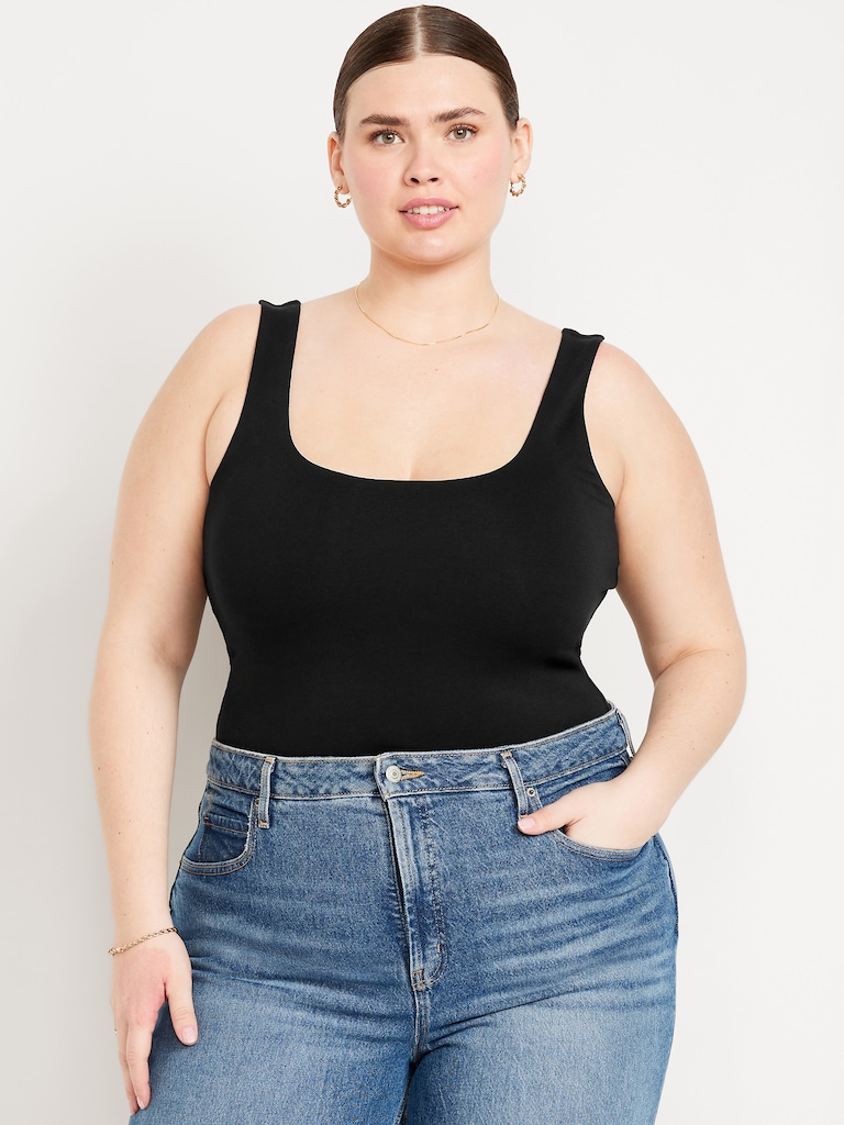 Double-Layer Scoop-Neck Bodysuit