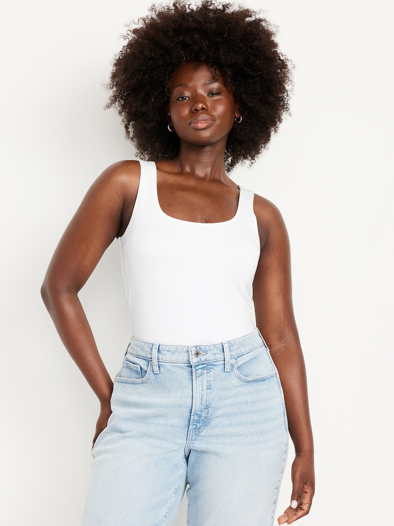 Double-Layer Scoop-Neck Bodysuit