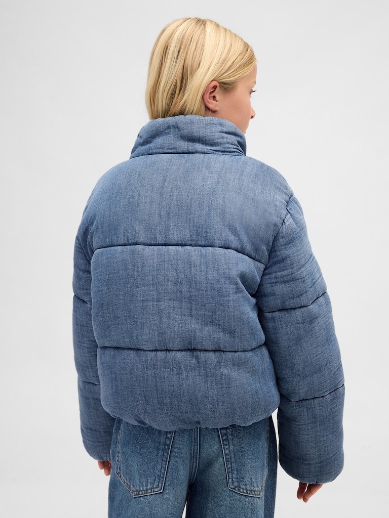 Kids Cozy-Lined Denim Puffer Jacket