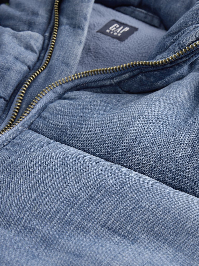 Kids Cozy-Lined Denim Puffer Jacket