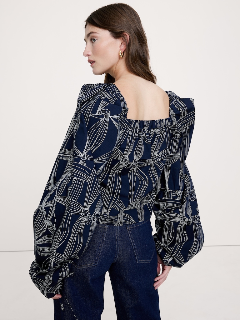 Stretch-Cotton Square-Neck Top