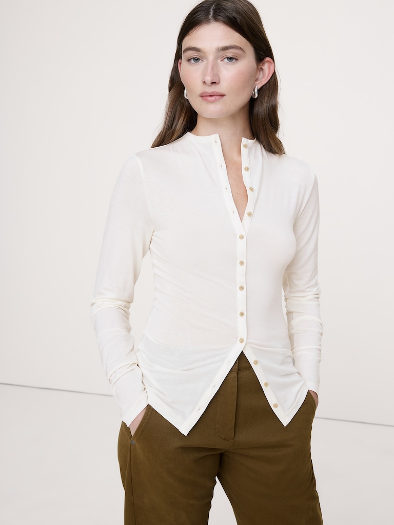 Luxe Wool-Blend Button-Front Shirt
