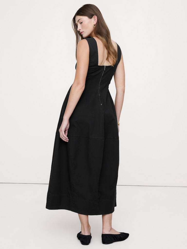 Stretch-Cotton Barrel Midi Dress