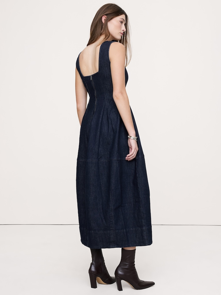 Denim Barrel Midi Dress