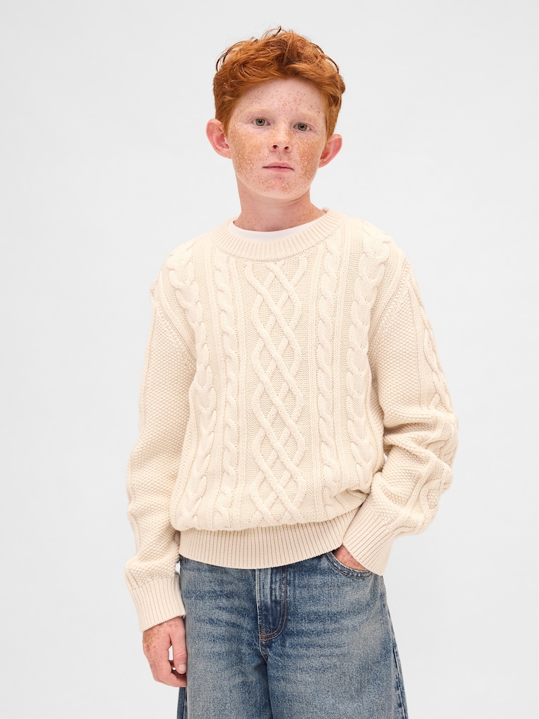 Kids Cable-Knit Crewneck Sweater