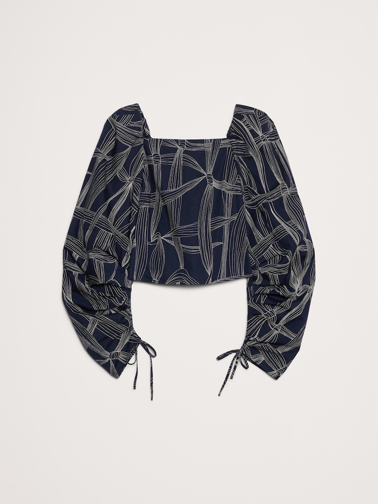 Stretch-Cotton Square-Neck Top