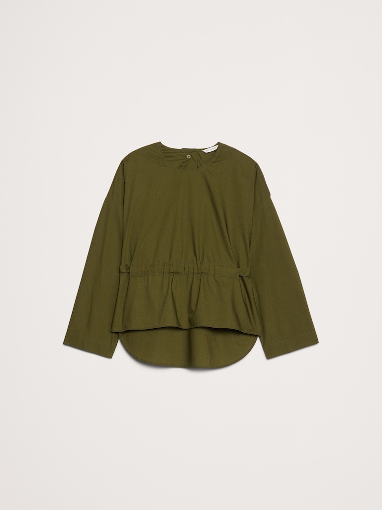 Cotton Poplin Cinch-Waist Top