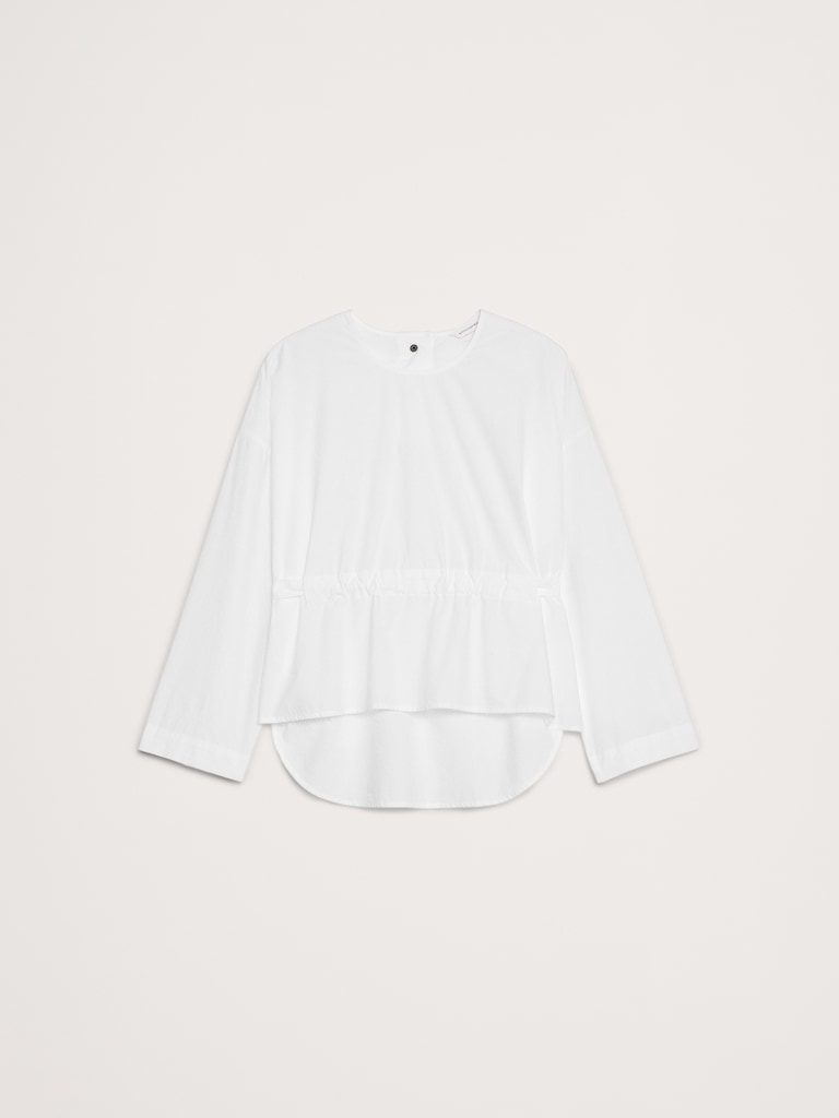 Cotton Poplin Cinch-Waist Top