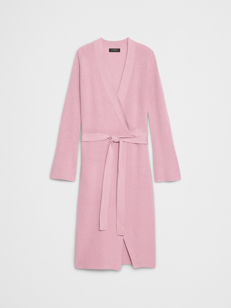 Wrap Knee-Length Sweater Dress