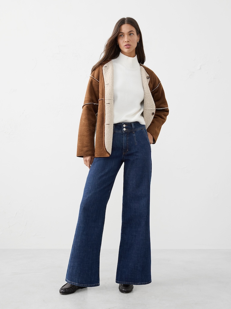 Wide-Leg High-Rise Darted Trouser Jean