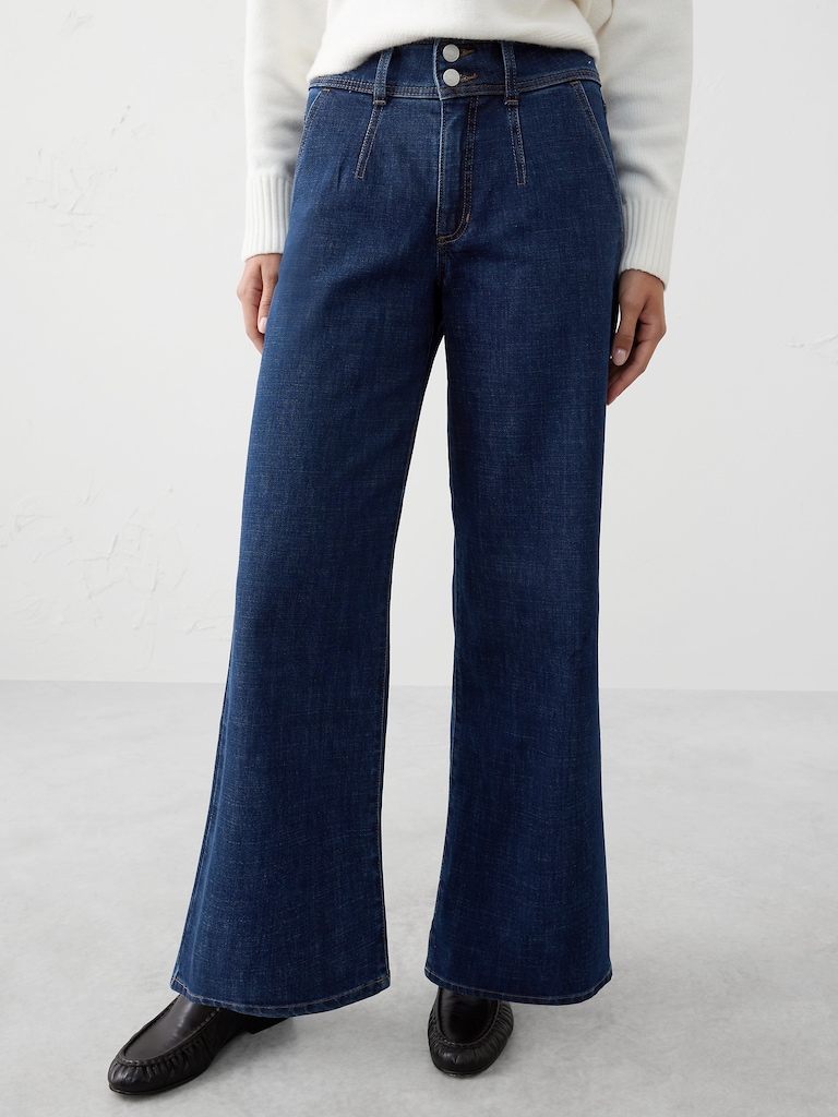 Wide-Leg High-Rise Darted Trouser Jean