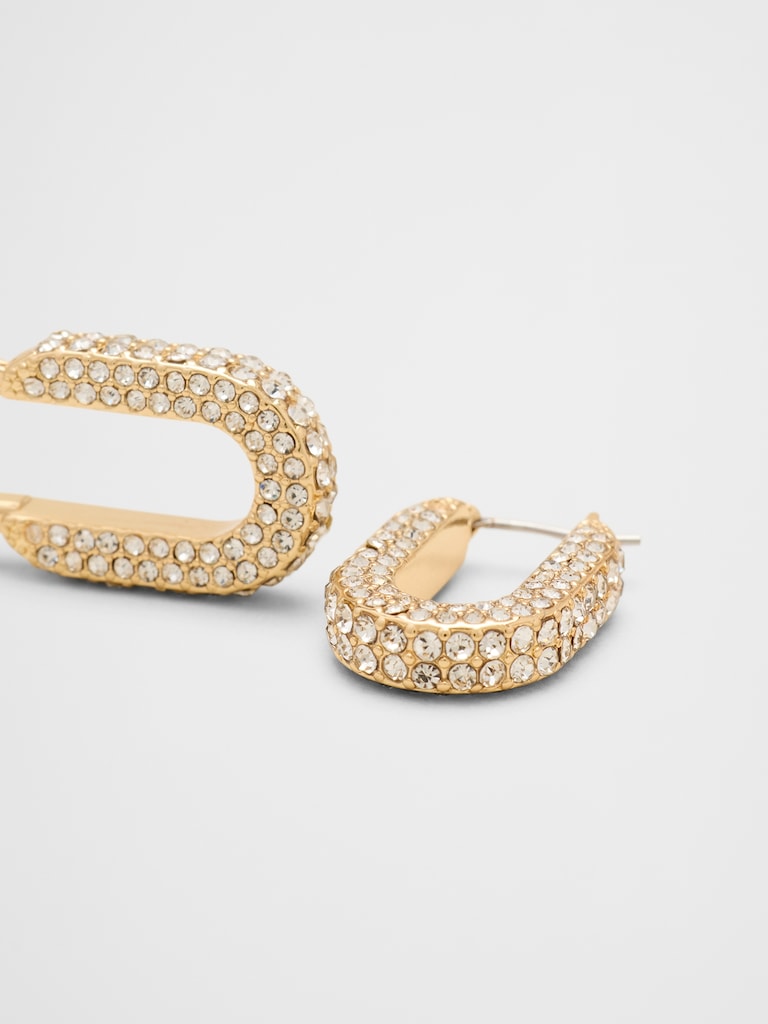 Pave Horseshoe Hoop Earrings