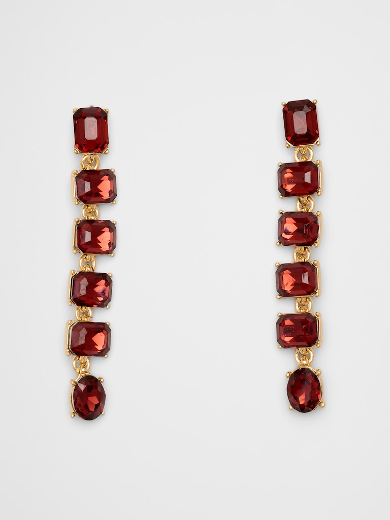 Glass Rectangle Drop Earrings