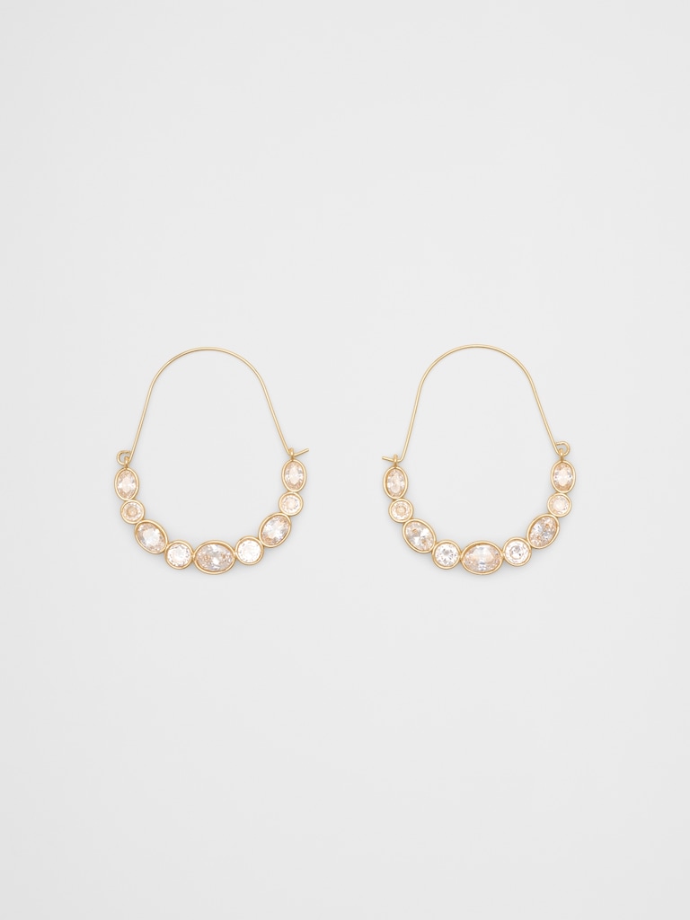 Shine Oval Wire Hoop Earrings