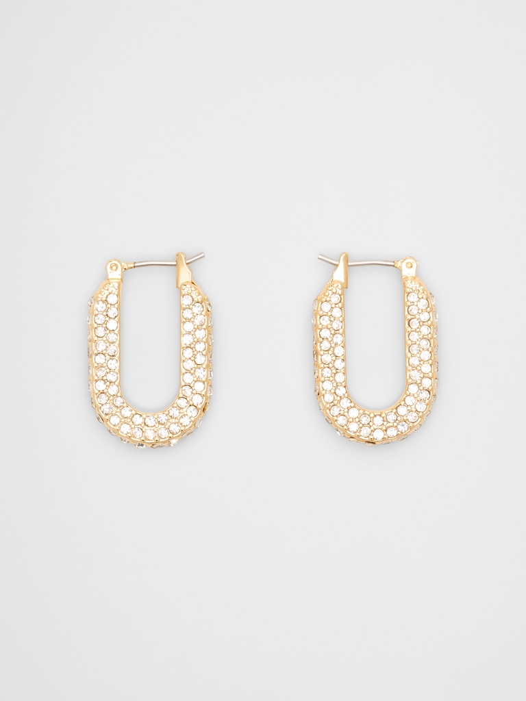 Pave Horseshoe Hoop Earrings
