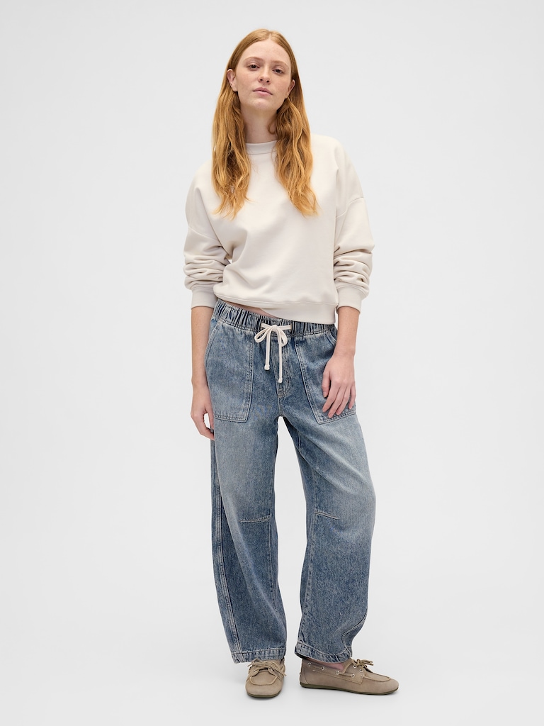 Mid Rise SuperSoft Pull-On Barrel Jeans