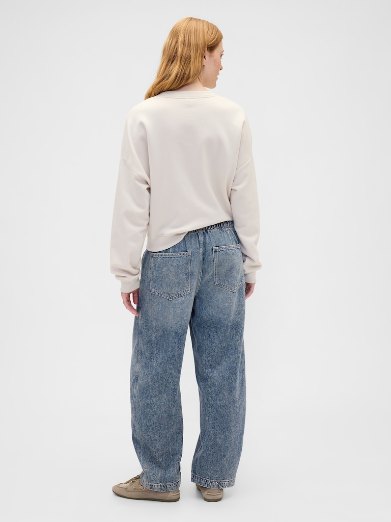 Mid Rise SuperSoft Pull-On Barrel Jeans