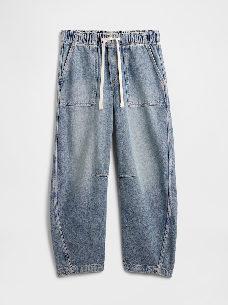 Mid Rise SuperSoft Pull-On Barrel Jeans