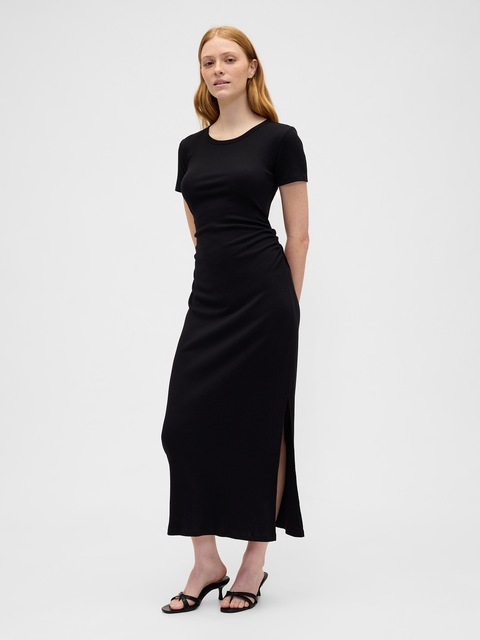 chinese dress ladies GAP Womens Short Sleeve Splitneck Midi Dress Black XS at Amazon Women's  Clothing store