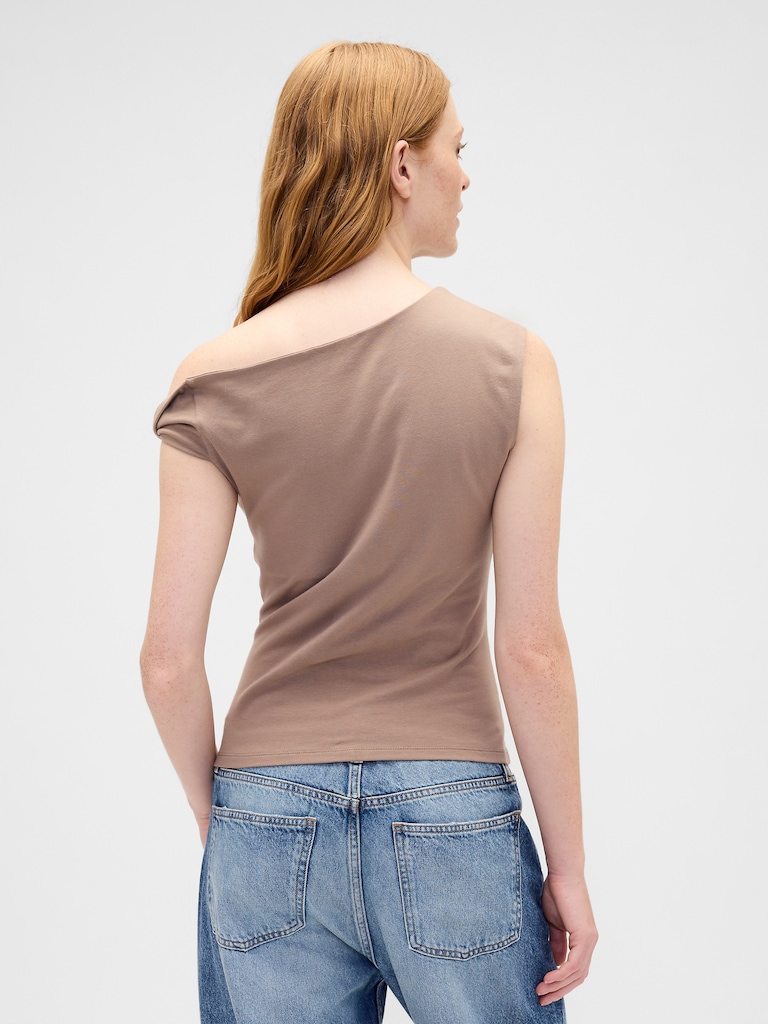 Stretch Jersey One-Shoulder Top
