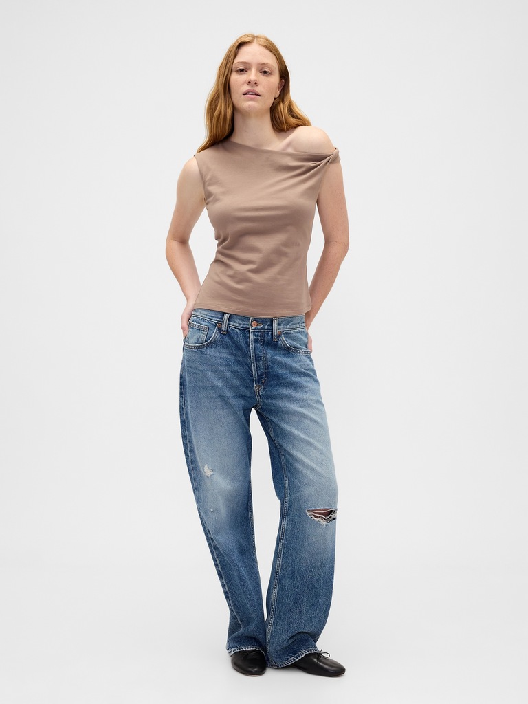 Stretch Jersey One-Shoulder Top