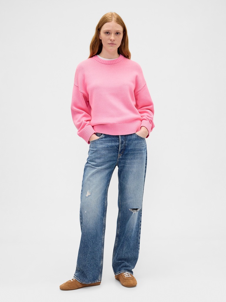 Relaxed Cotton Crewneck Sweater