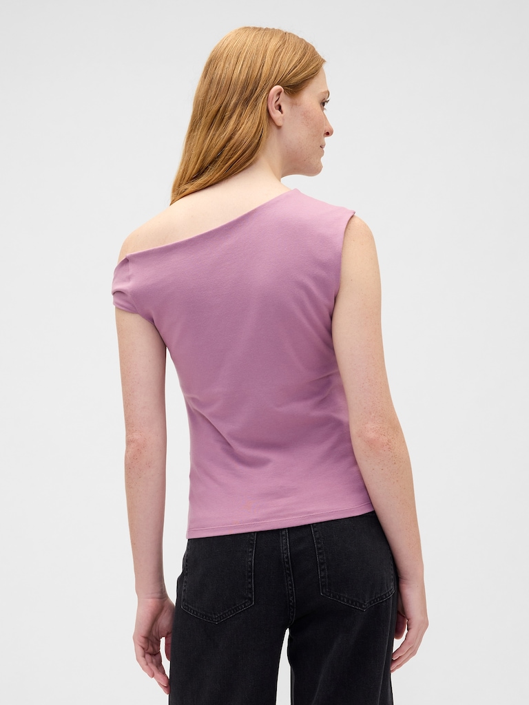 Stretch Jersey One-Shoulder Top